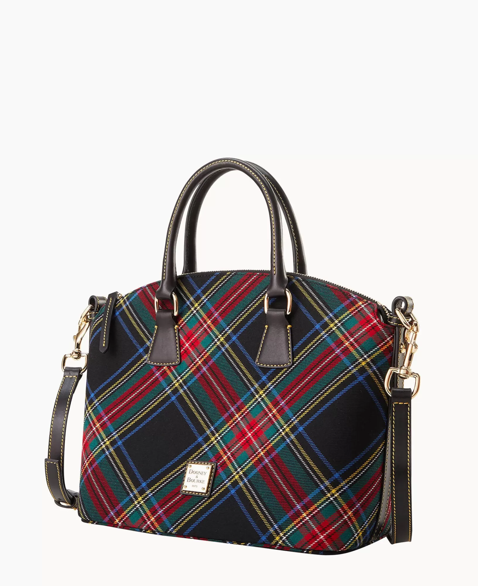 Shoulder Bags | Crossbodies>Dooney & Bourke Tartan Domed Satchel Black