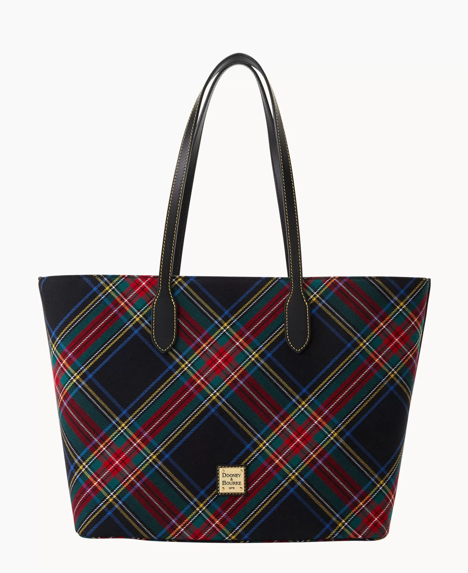 Totes>Dooney & Bourke Tartan Large Tote Black