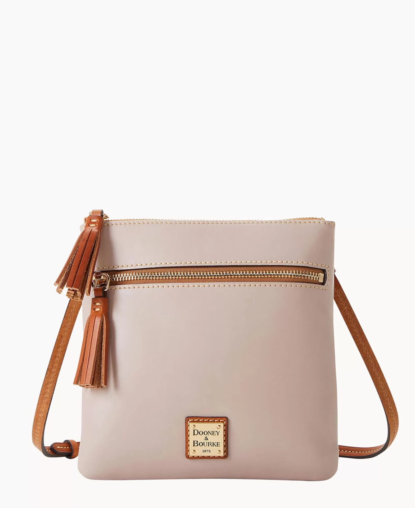 Shoulder Bags | Crossbodies>Dooney & Bourke Wexford Leather Double Zip Tassel Crossbody Oyster