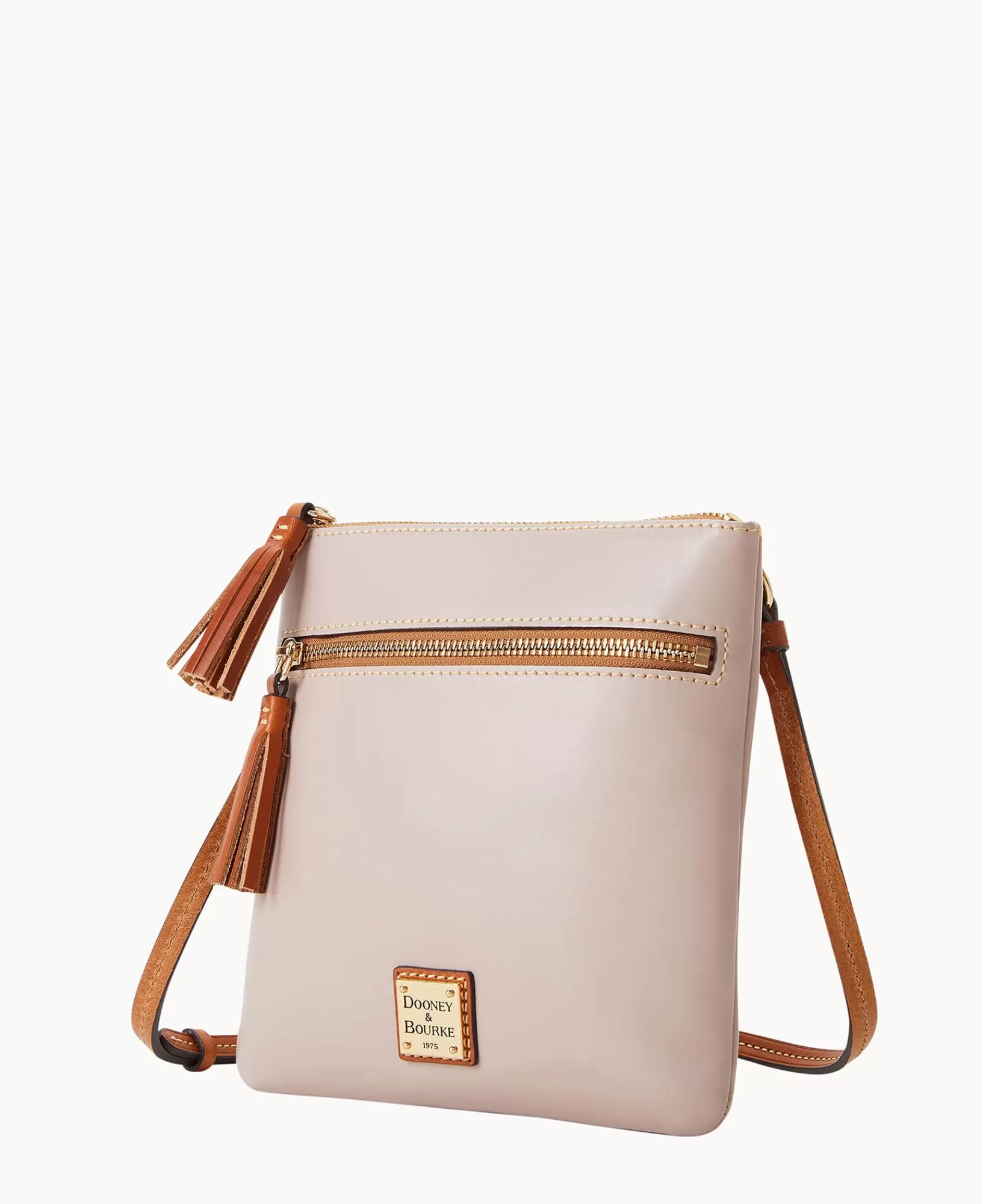 Shoulder Bags | Crossbodies>Dooney & Bourke Wexford Leather Double Zip Tassel Crossbody Oyster