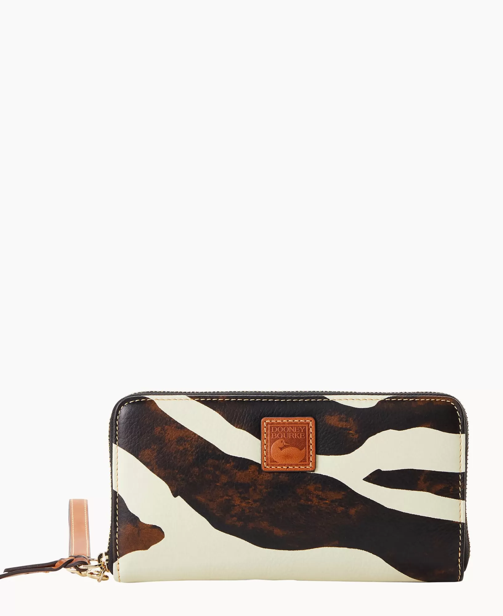 Wristlets | Wallets>Dooney & Bourke Leather Large Zip Around Wristlet Zebra